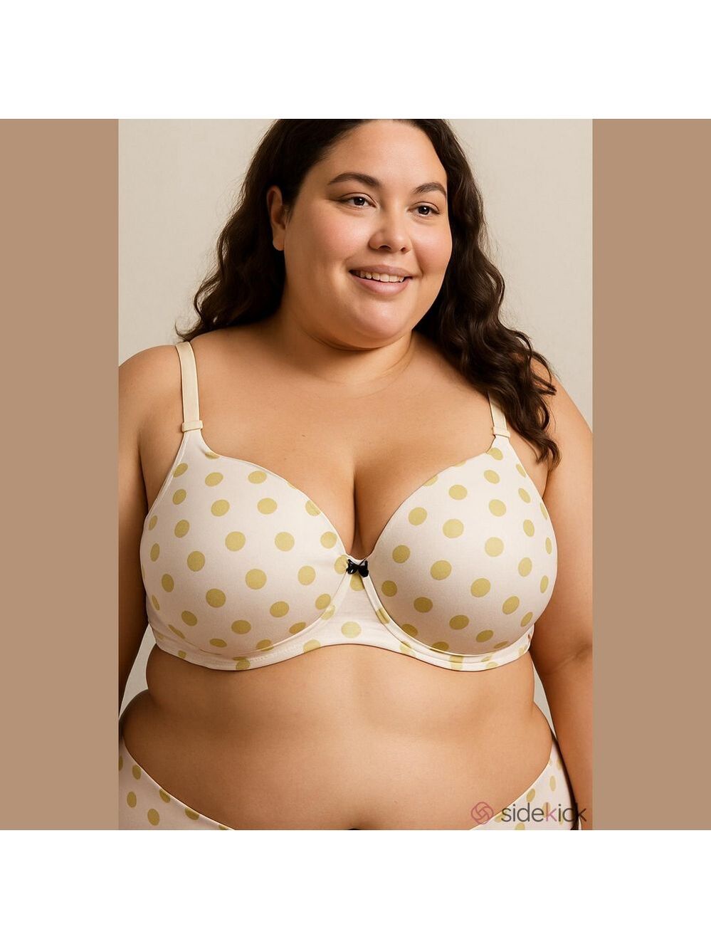 NWOT- Lane Bryant Cacique Size 44DD White and Lime Green Polka Dot Bra